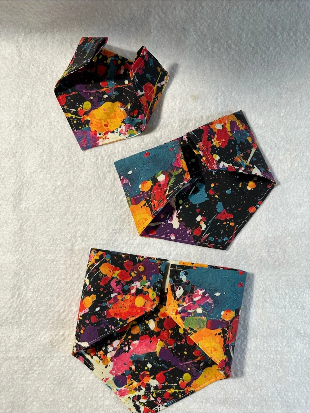 Handmade Pet Multicolor Paint-Splash Critter Cape Bandana Scarf Reversible